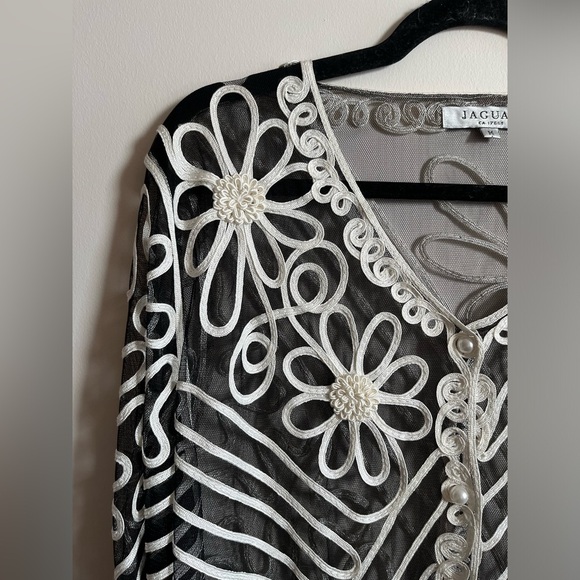 JAGUAR Vintage Sheer Embroidered Mesh Cardigan - Picture 3 of 8